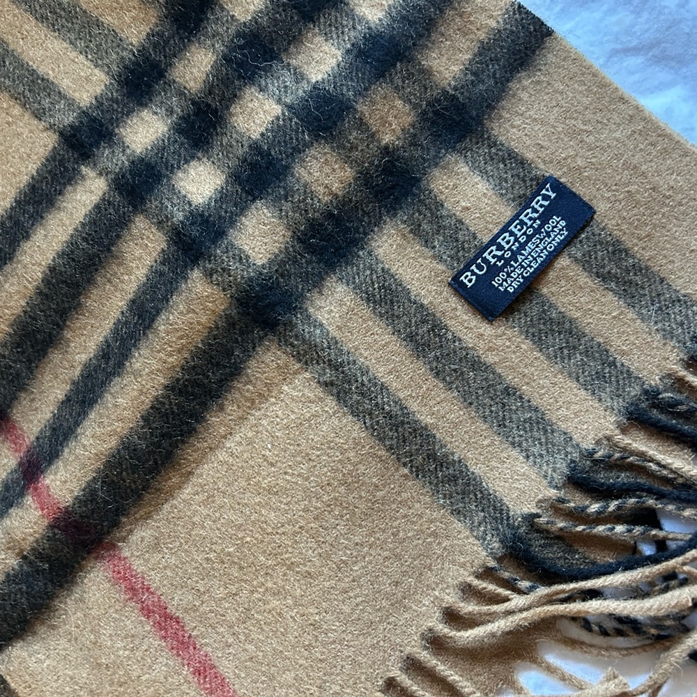 Burberry Beige and Black Plaid Scarf